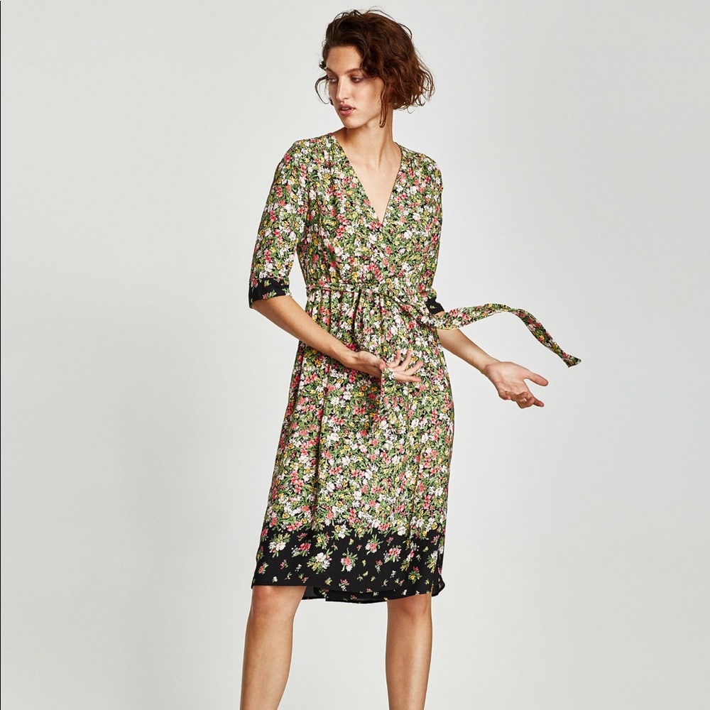 Zara floral wrap dress. Excellent condition.